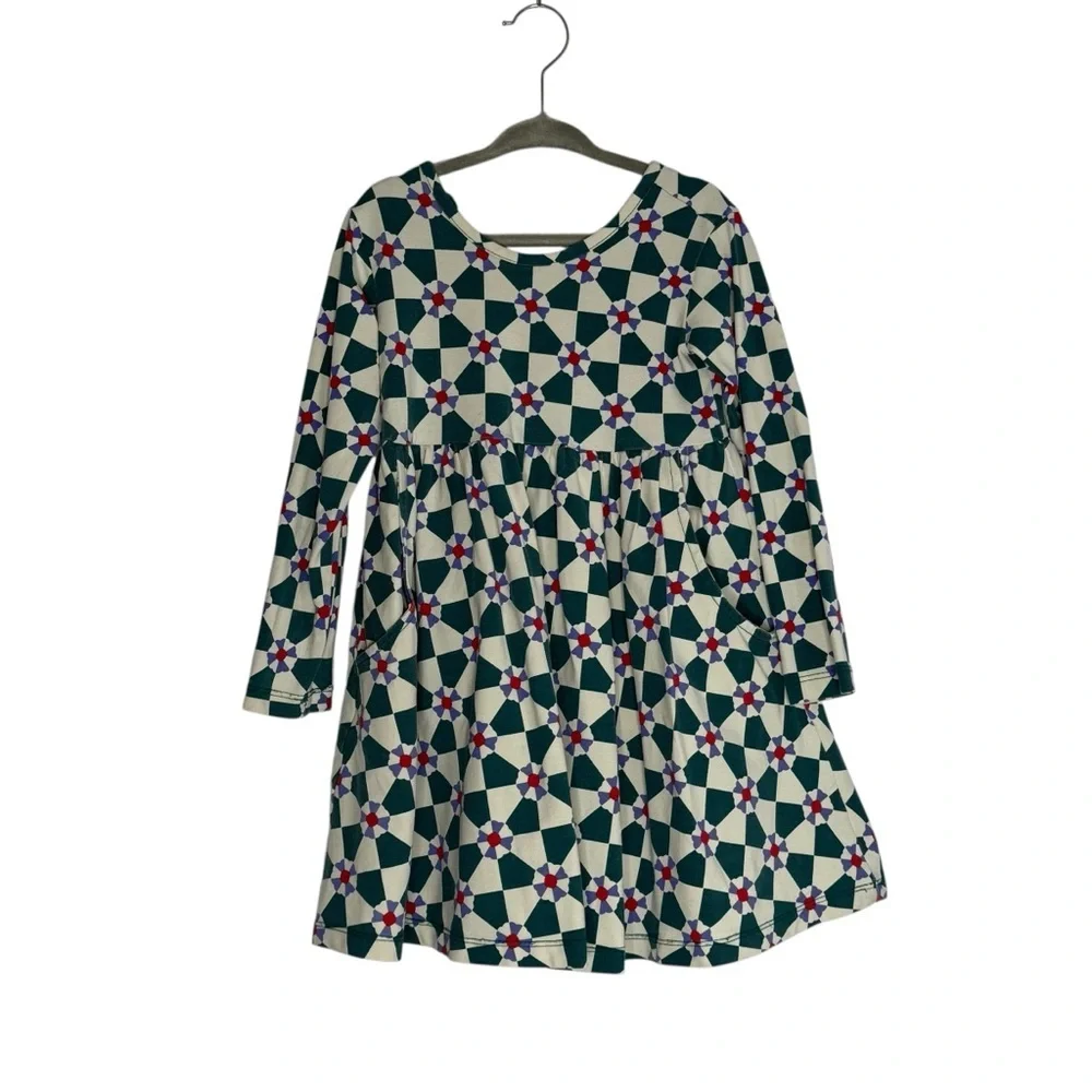 Hanna Andersson Geometric Print Long Sleeve Playground Dress size 4 - Picture 4 of 5